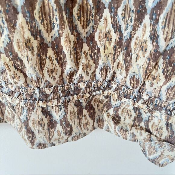 Liz Claiborne Brown Pattern Lightweight Cotton Boho Short Sleeve Blouse - Picture 4 of 8